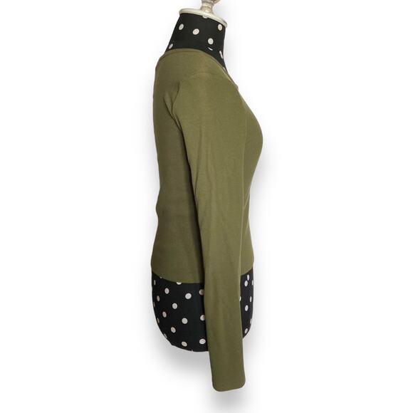 Forever 21 Womens Top Sz L Olive Green Cropped Length Ribbed Knit Long Sleeve - Picture 5 of 8